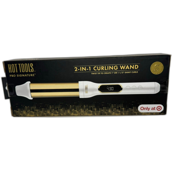 Hot Tools Pro Signature 2-in-1 Curling Wand - Gold/White - 1" or 1-1/2" - Picture 3 of 6